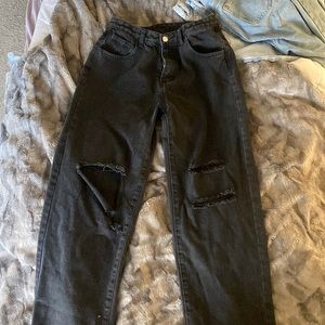 Black high waisted ripped jeans
